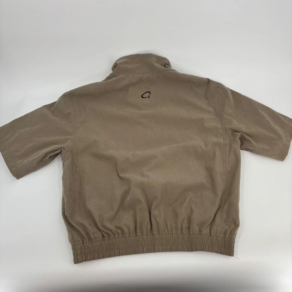 Aureus Windbreaker Pullover Mens Large Tan Short Sleeve Quarter Zip Mock Neck